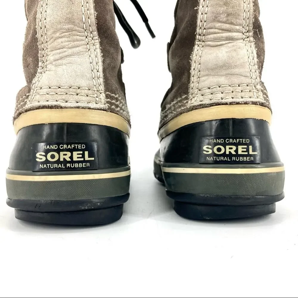 Sorel: Women's tall taupe gray suede Joan of Arctic snow winter boots fur trim 8